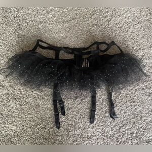 NWT Victoria’s Secret black garter rhinestone skirt size XS/S